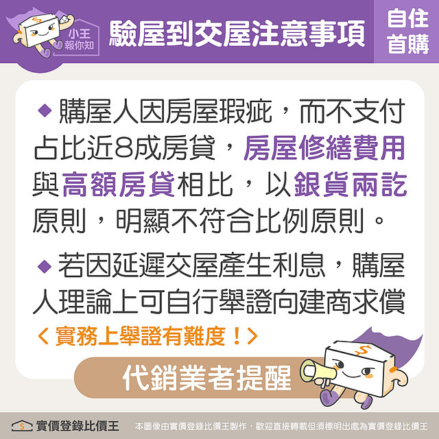購屋人若因房屋瑕疵拒絕支付房貸者,恐不符比例原則。圖/實價登錄比價王 製作
